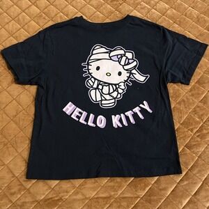 Hello Kitty Halloween Mummy Glow in the Dark Skimmer Tee Juniors S Black Spooky
